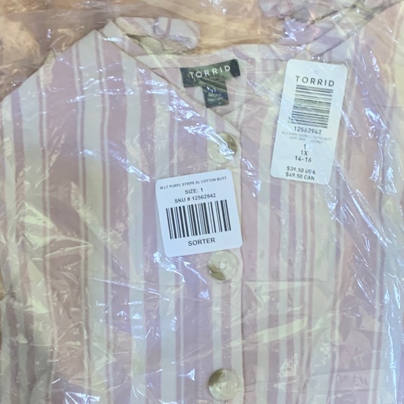 14/16 TORRID Pink Stripe Button Front Cami Top 1 - Picture 7 of 7